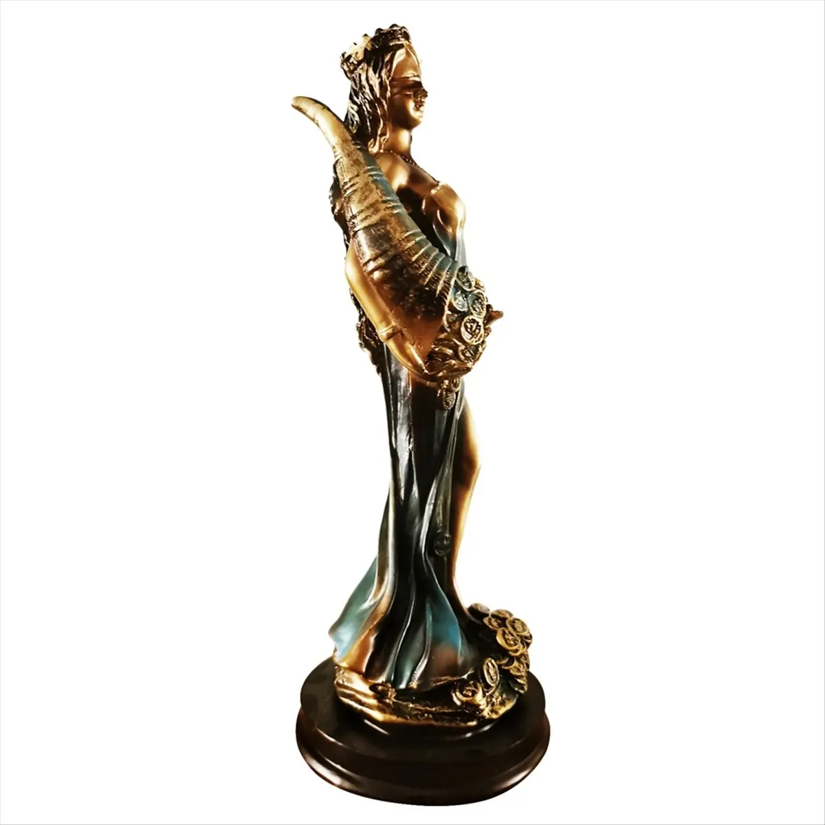 ABJS 2Pcs Blindfolded Fortuna Statue Ancient Greek Roman Goddess of Fortune Vintage Blue Luck Sculpture Luck Decorations Home