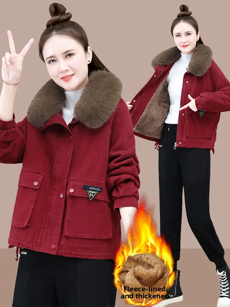 Thiened Fce Dames Parka Ort Jas Jas Met Bontkraag Katoenen Kleding Herfst Winter Nieuwe Sle Pendelen Sle Loose Fit