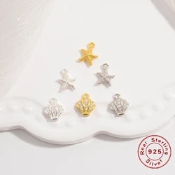 S925 Sterling Silver Shell Starfish shape Charm Pendant DIY Accessories for Jewelry Making Wholesale SD27