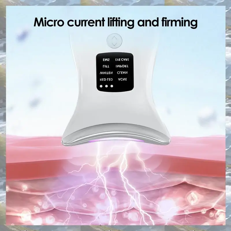أداة تجميل الرقبة الكهربائية مزيل التجاعيد مكركرنت 7 ألوان LED الفوتون جهاز تجميل الوجه