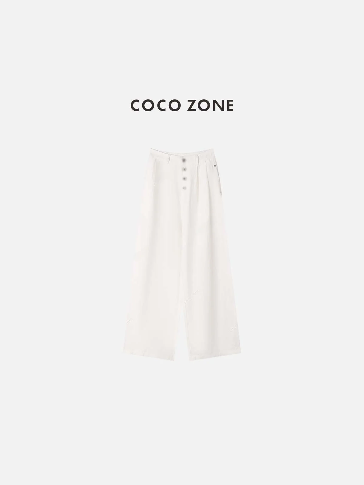 

Fashionable American Style Wide Leg Casual Pants Multi-Button Trendy Straight Cut Cotton 100% Commute Style Long Pants