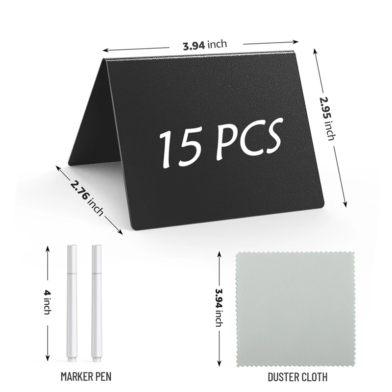 15 PCS 4 X 3 Inch Mini Chalkboard Signs For Food, Reusable Drink & Food Labels For Buffet, Party And Bakery