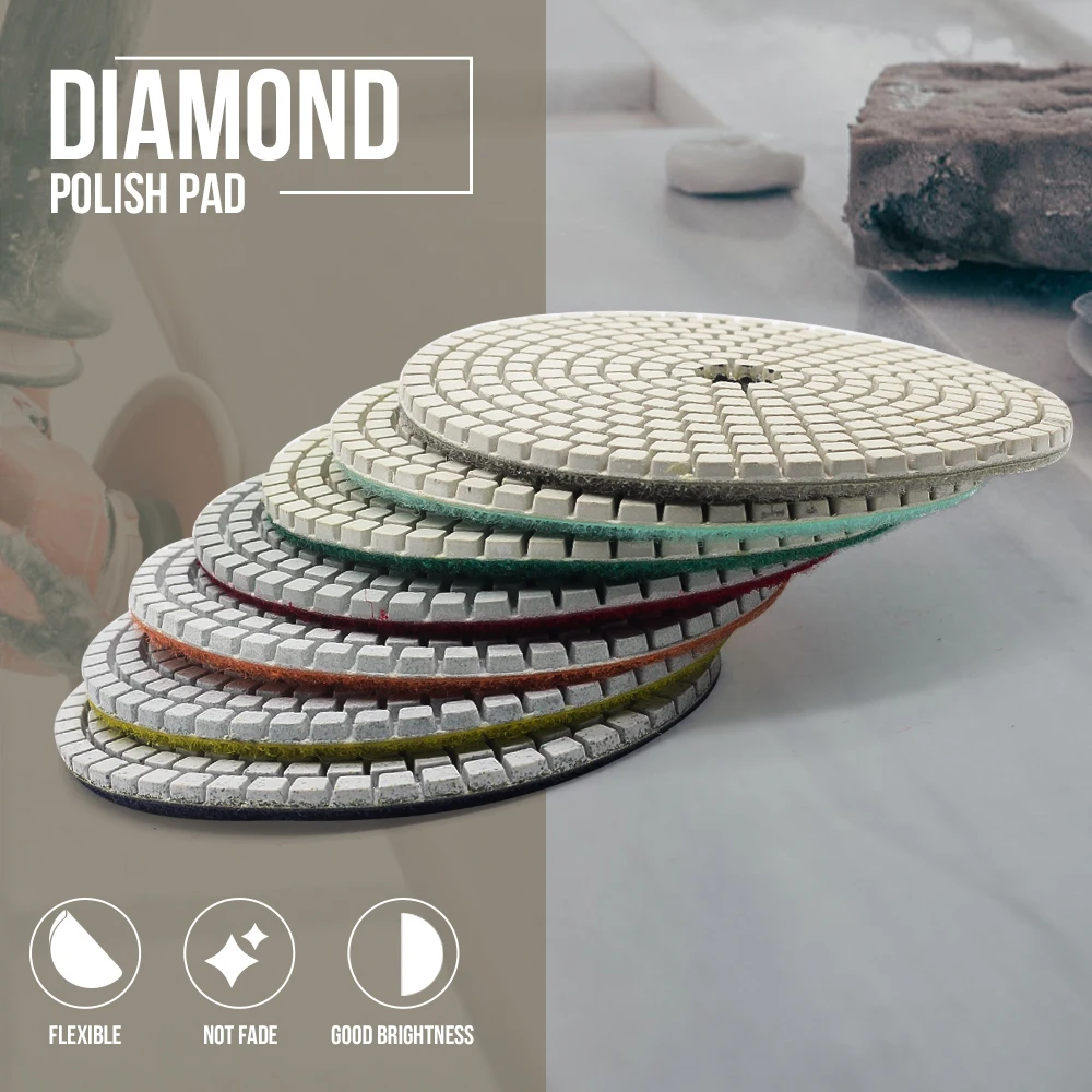 Casaverde D100mm 4 Inch Diamond Polishing Pads with 2.5mm Thk Dry/Wet Buff Disc Abrasive for Sanding Granite Marble Quartz Tile