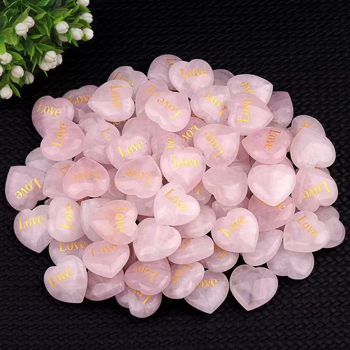 

5pc Heart Love Natural Stones Rose Quartz Crystal Home Decor Healing Energy Gemstone Carved Crafts DIY Jewelry Room Ornaments