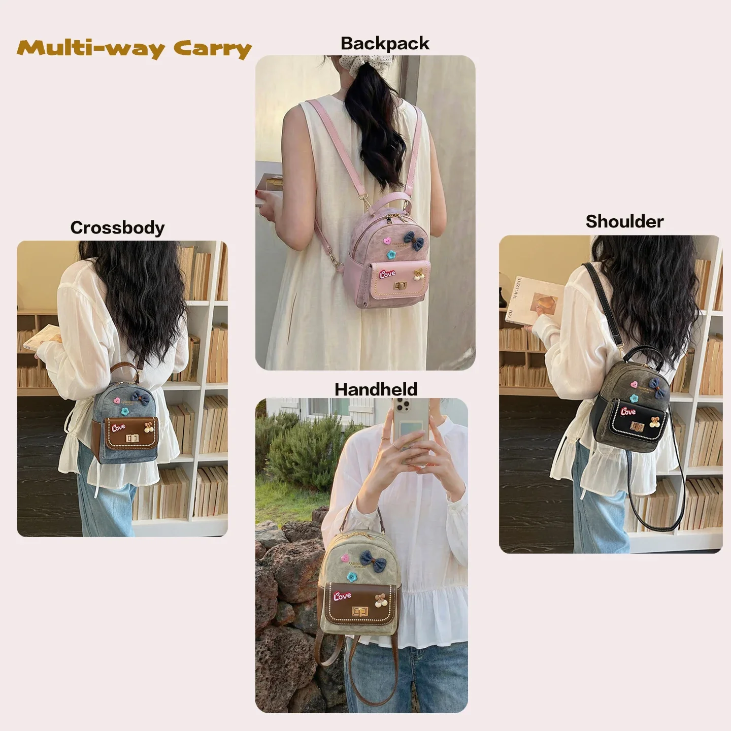 Women Mini Backpack Small Casual Daypack GirlsDaily Travel Bag Phone Perfume Makeup Cosmetic Storage Fashion Matching Knapsack