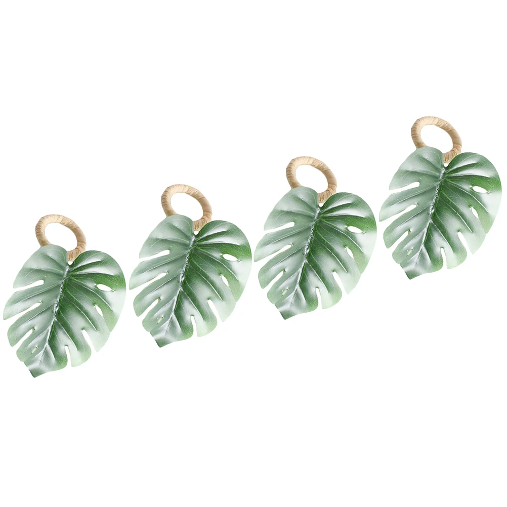 

4 Pcs Napkin Rings Monstera Leaf Design Lightweight Clips for Wedding Party Table Decor Everyday Use Green Color Kitchen Bar