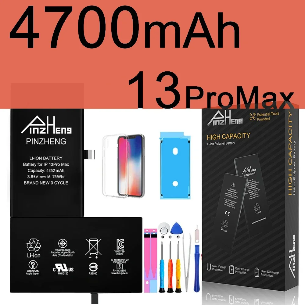 PINZHENG Echte batterij met hoge capaciteit voor iPhone X XR XS Max 12 13 Mini Pro Max 11 Pro Max Vervanging Bateria Garantie Eén jaar