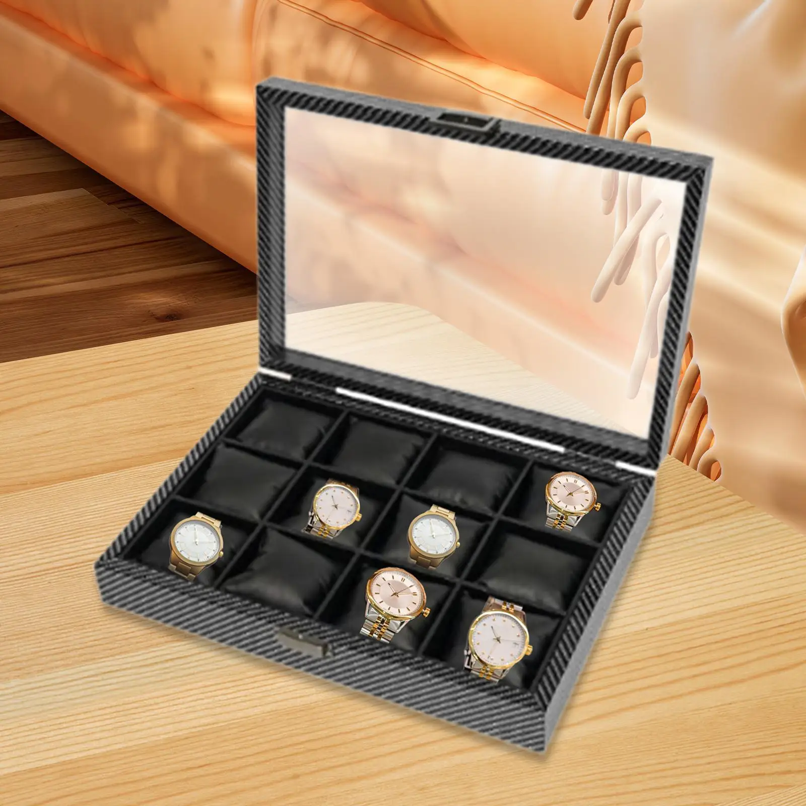 12 Slots Watches Carry Case Lightweight for Father's Day Birthday Gift
