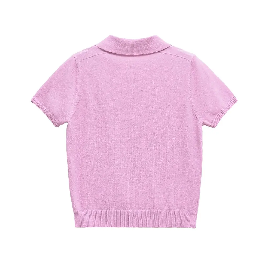 

European And American Fashion Joker Basic Short-Sleeved POLO Collar Knitted Top Women's Spring New G82608