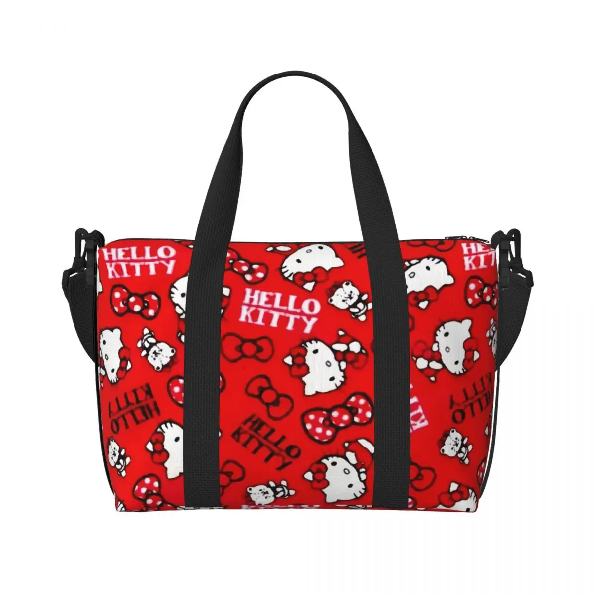 

Custom Cartoon Hello Kitty Sanrio Japan Anime Grocery Tote Shopping Bag Women Large Capacity Gym Beach Travel Bags
