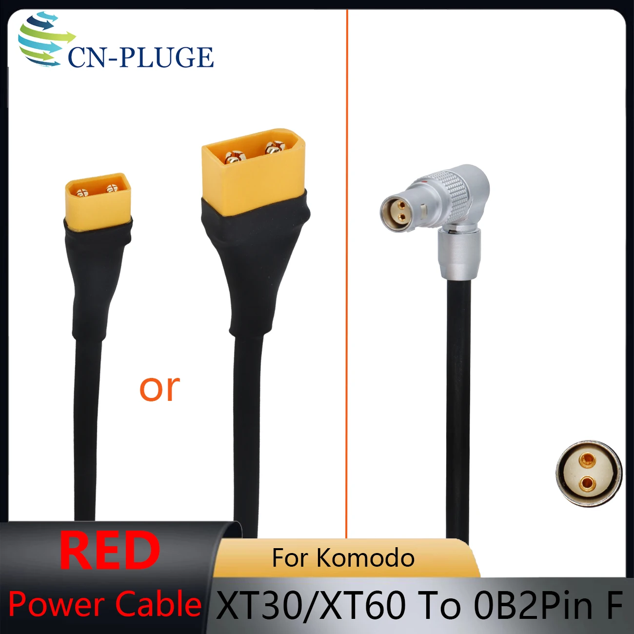 

Кабель питания для камеры RED KOMODO: штекер XT60 / XT30 (мужской) на 2-контактный разъем 0B (женский)