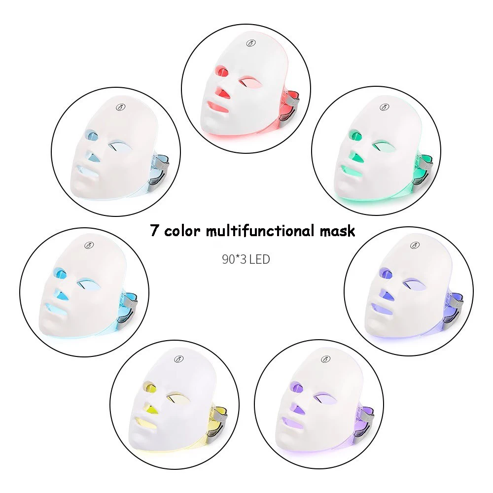 Rechargeable Facial LED Mask 7 Colors LED Photon Therapy Beauty Mask Skin Rejuvenation Home Face Lifting Whitening Beauty Device