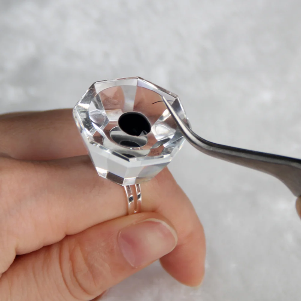 

Eyelash Extension Crystal Glass Adhesive Glue Ring Cup Holder Pallet Lightweight Easy Clean for Lash Primer Remover