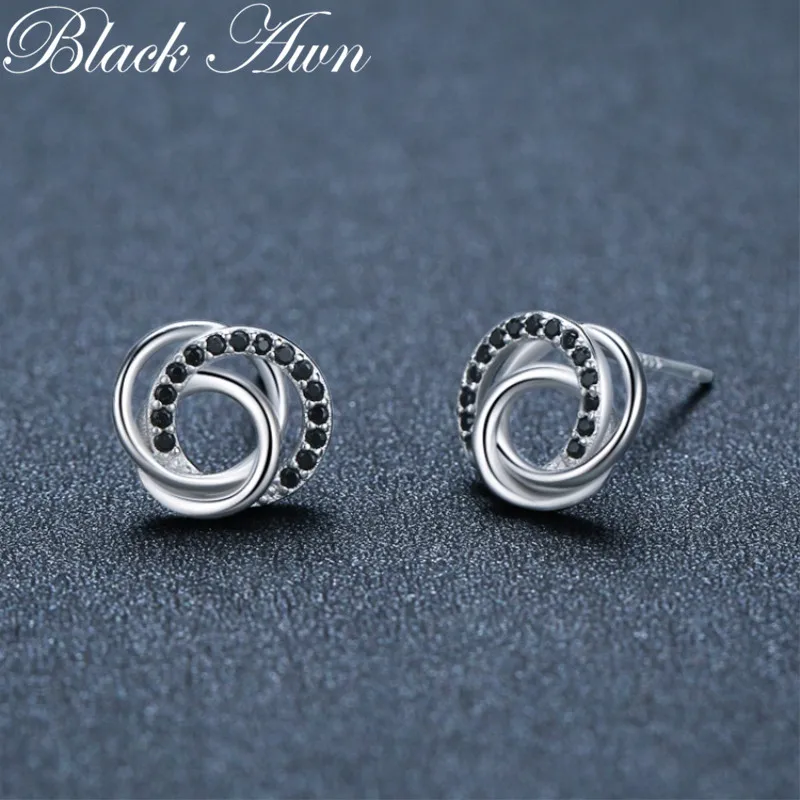 2024 New Classic Silver Color Earrings Cute Stud Earrings For Women Round Boucles d\'oreilles I260