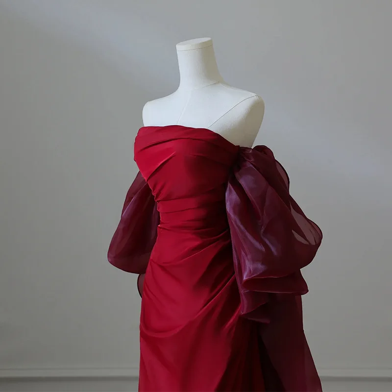 فستان ساتان لحفلات الزفاف وحفلات الزفاف بدون أكتاف فساتين سهرة حورية البحر لحفلات الزفاف في دبي مناسبة رسمية