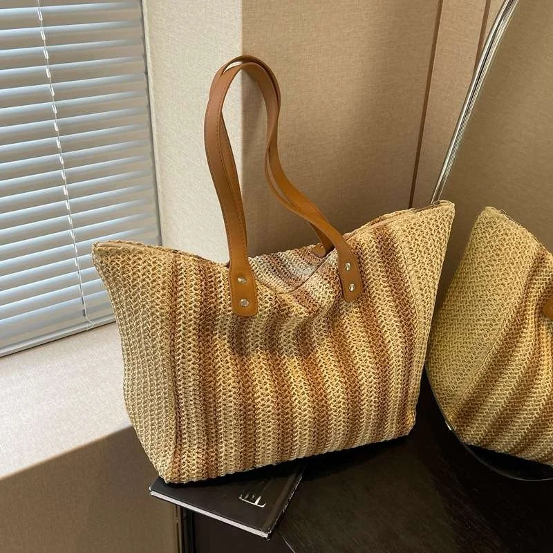 

Большая тканая большая сумка Capaci Faion St, женская новинка 2024, пригородная сумка на одно плечо, пляжная сумка Vaion