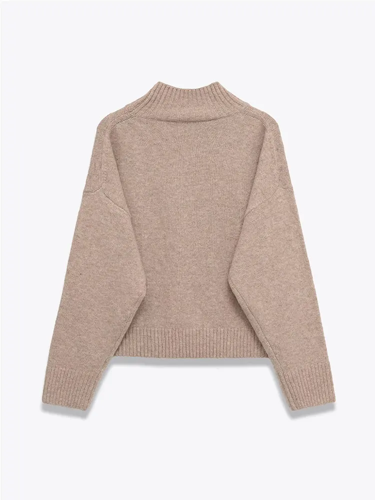 เสื้อสเวตเตอร์ผู้หญิงลำลอง NLZGMSJ แบบเรียบง่าย คอกลม แขนยาว ถักนิตติ้ง แฟชั่นใหม่ 2025 สำหรับฤดูใบไม้ร่วงและฤดูหนาว เสื้อสเวตเตอร์ที่เข้าได้กับทุกชุด