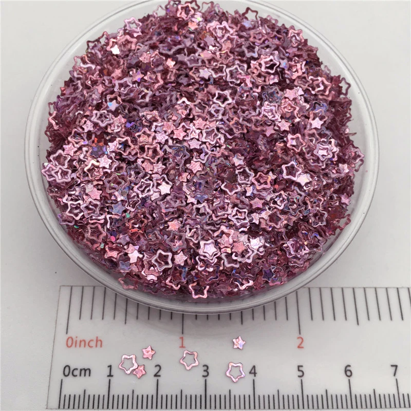 Laser Lila Heart Star PVC Sequins, Glitter Paillettes for Nail Art, Manicure, Wedding Confetti,Ornament Accessories, Filler, 20g