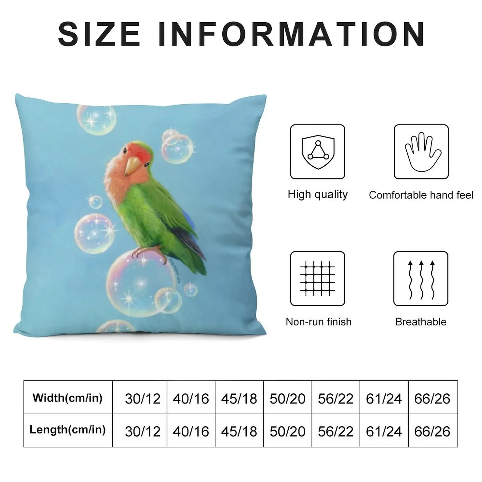 Peach faced Lovebird - Bubbles on Bubbles Throw Pillow Sofa Cushion New year pillow