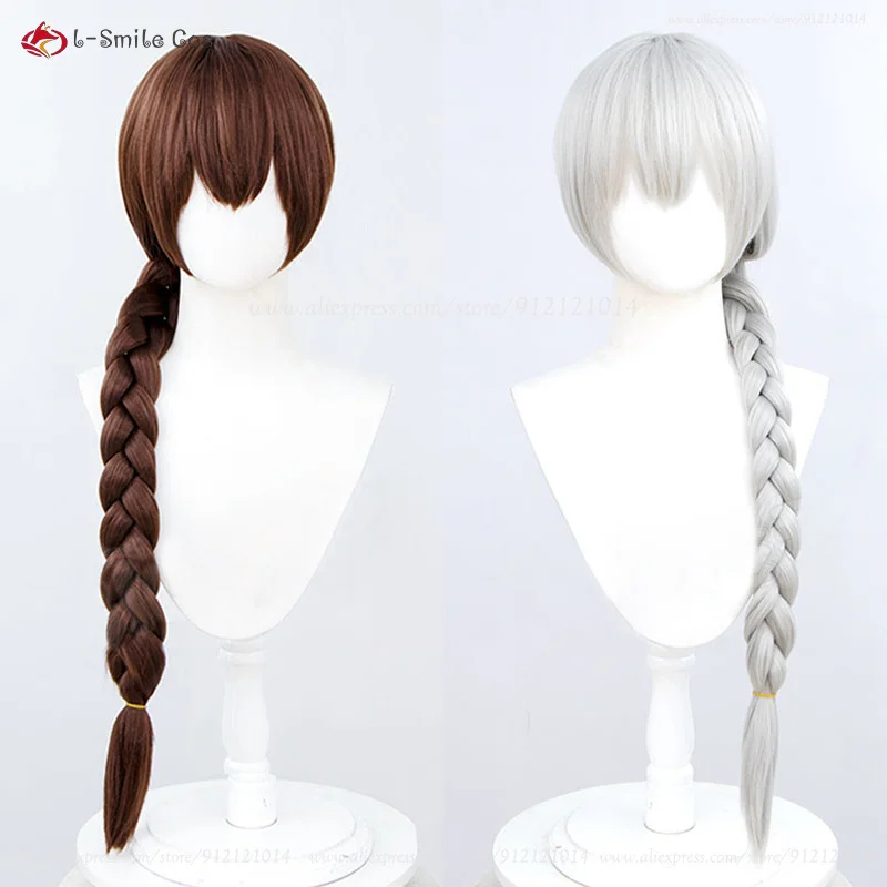 Anime Sophie Hatter Cosplay Wig 90cm Long Brown/Silver Long Braids Wig Heat Resistant Synthetic Hair Women Wigs + Wig Cap