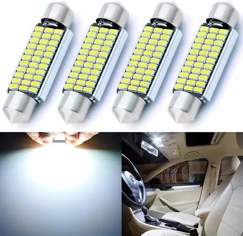 6 개 꽃줄 31mm 36mm 39mm 41mm 고품질 슈퍼 밝은 LED 전구 C5W C10W 자동차 번호판 빛 자동 인테리어 독서 돔