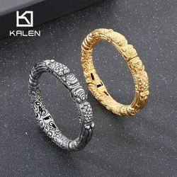 KALEN Vintage Stainless Steel Dragon Open Bangle for Men Cool Domineering Cuff Bracelet Charms Gift Trendy Biker Party Jewelry
