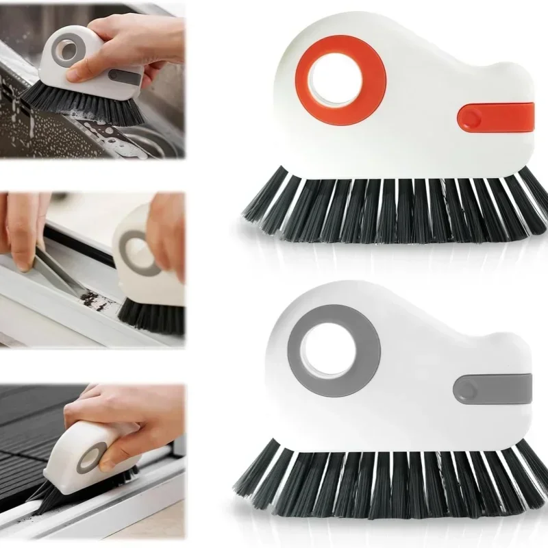 2 in 1 Groove Cleaning Brush Window Track Cleaning Tools Multifunction Hard Bristle Crevice Cleaning Brush with Hidden Scraper