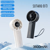 Sothing Mini Handheld Fan 3600mAh USB Rechargeable 100 Speeds Ultra-Quiet Portable Cooling Fan for Outdoor Office Dorm