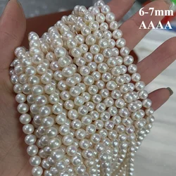 6-7mm 4A Natural Freshwater Pearl White Round High Quality  Isolated Loose Bead Jewelry Make DIY Necklace Bracelet Accessories