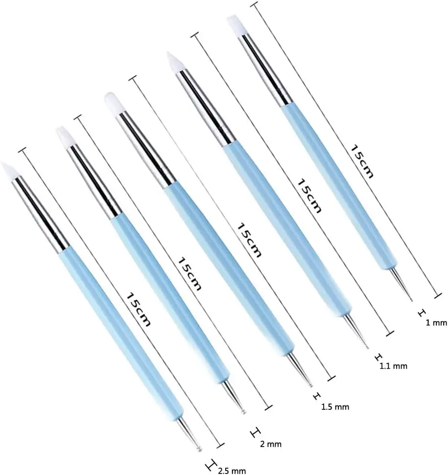 9PCS Sculpting Tools Metal Ceramic Clay Ball Stylus Dotting Tools 2 Way Silicone Polymer Embossing Paper Flower Indentation Tool - Image 3