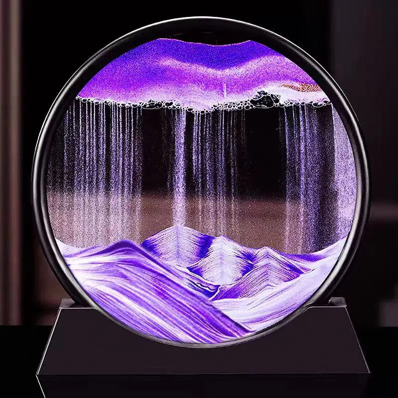 3D Moving Sand Art Round Glass Deep Sea Decor