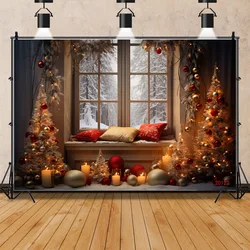 ZHISUXI  Christmas Day Fireplace Photography Backdrops New Year Candy Chimneys Store Ball Window Studio Background WW-73