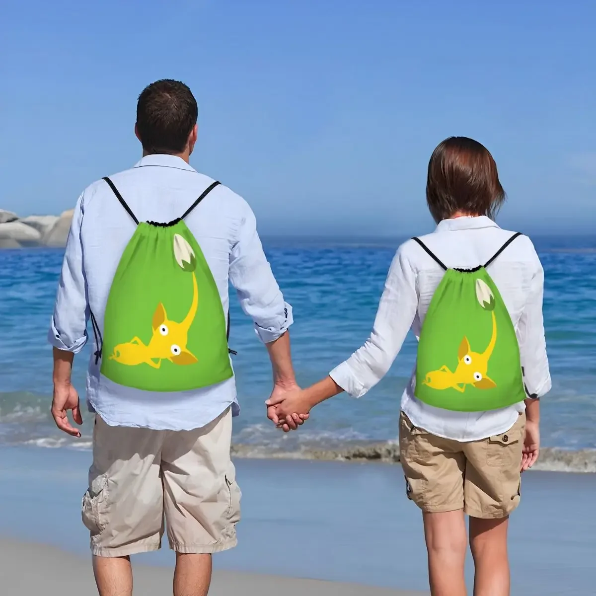 Custom Yellow Pikmins Video Game Drawstring Bag Men Women Foldable Sports Gym Sackpack Shopping Storage Backpacks image 6