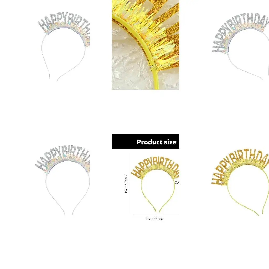 652F สุขสันต์วันเกิดมงกุฎ Hairhoop Carnivals Glitters แถบคาดศีรษะสำหรับงานเทศกาล
