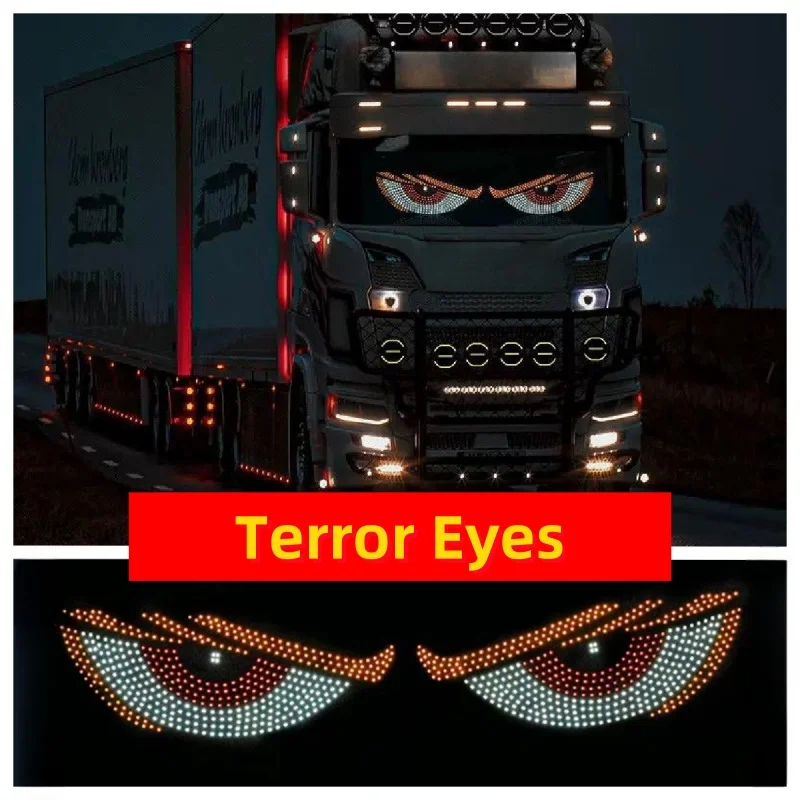

2 шт. светодиодные автомобильные фонари RGB Devil Eye — программируемый USB-дисплей 12 В/24 В с 11 режимами (красный/желтый/белый) для грузовиков/внедорожников
