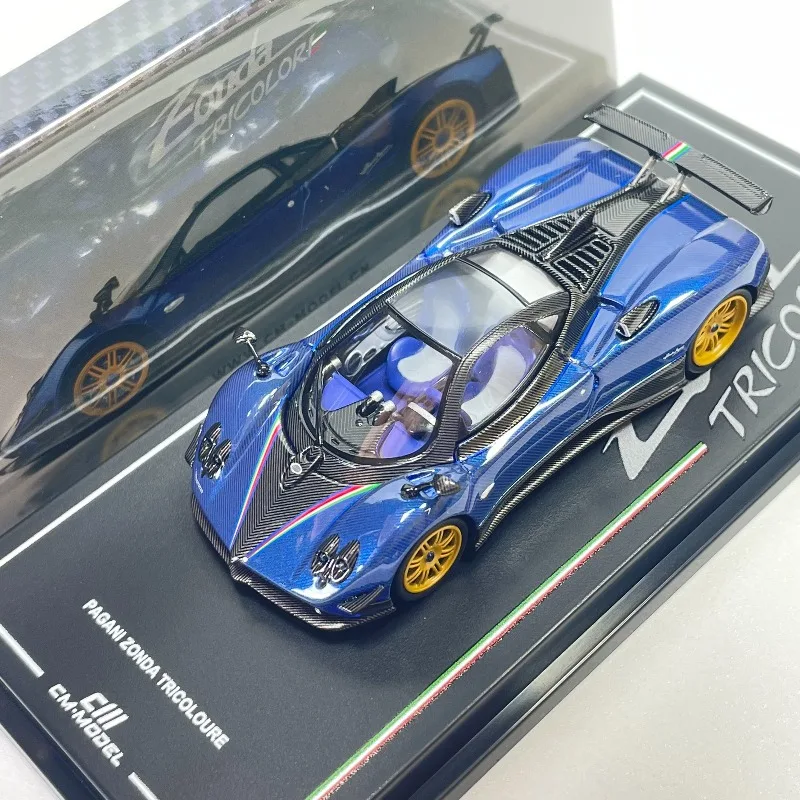 In Stock 1:64 carbon fiber blue tricolor flag alloy car model die-cast static car model creative display item holiday gift