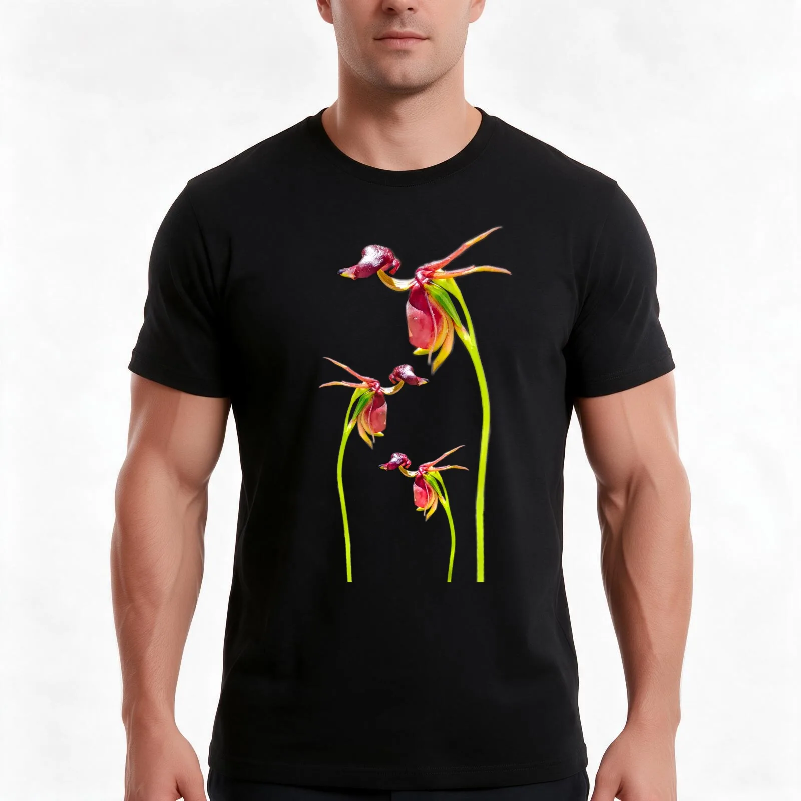 Flying Duck Orchid Trio T-Shirt, Summer Casual Cotton Tee, Oversized Streetwear Tops, Vintage Graphic Print, Unisex Men Women