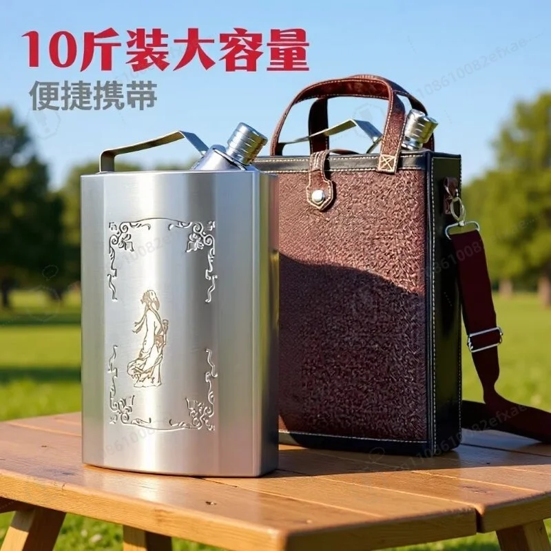304 Stainless Steel 5kg 5L Oil Pot Thickened Portable Outdoor Portable, Household Leak-proof Wine Barrel