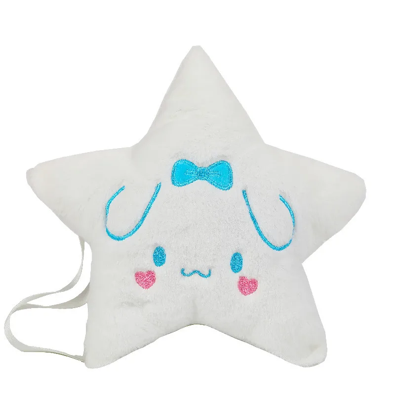 Kawaii Sanrio My Melody Pentagram Plush Bag Female 2023 Female Student Soft Sister Cinnamoroll Kuromi Star Bag Gift