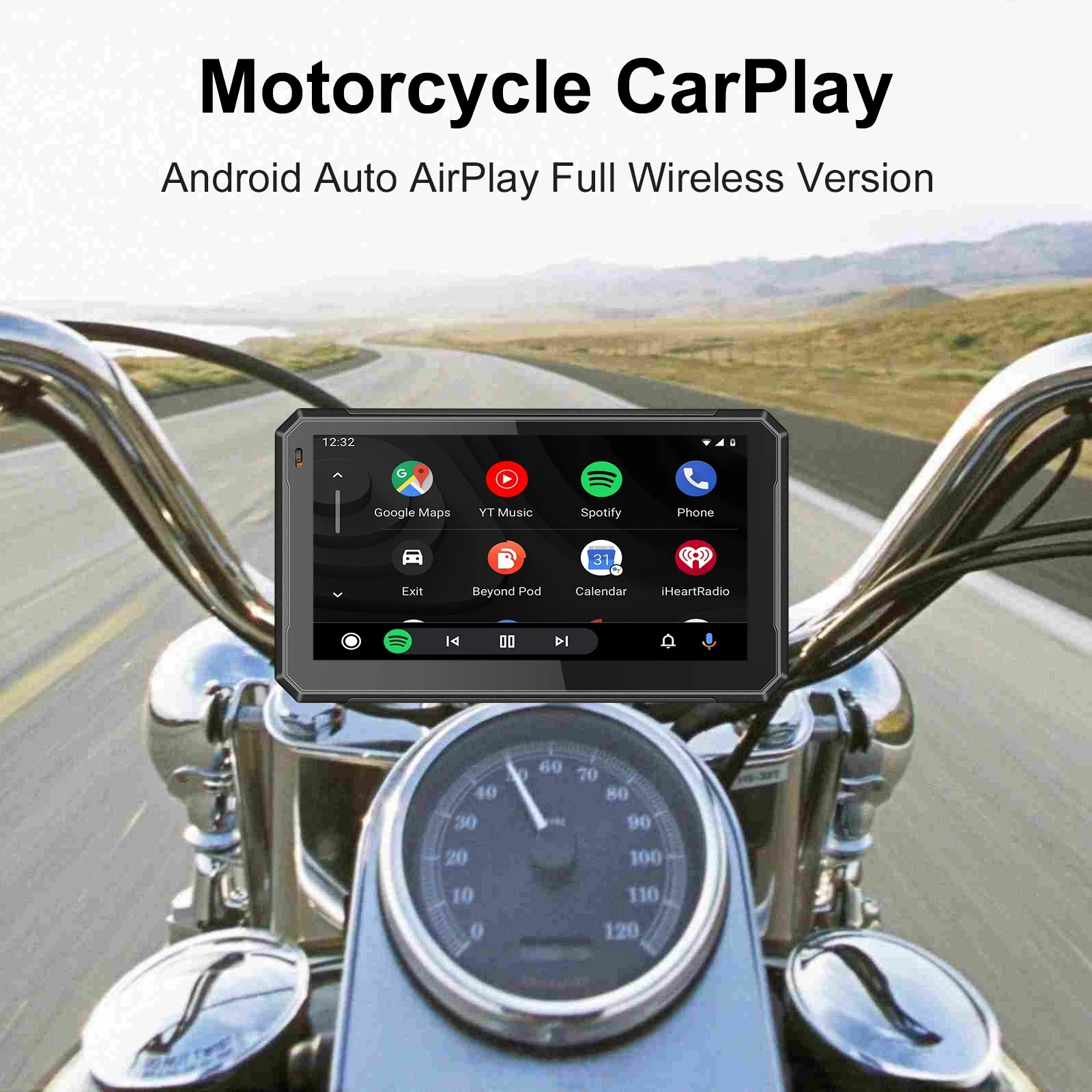 NEW Carplay Moto 7 inch IPS Screen Carplay Motorcycle Navigator GPS Wireless CarPlay Android Auto With Bluetooth Ipx7 Waterproof