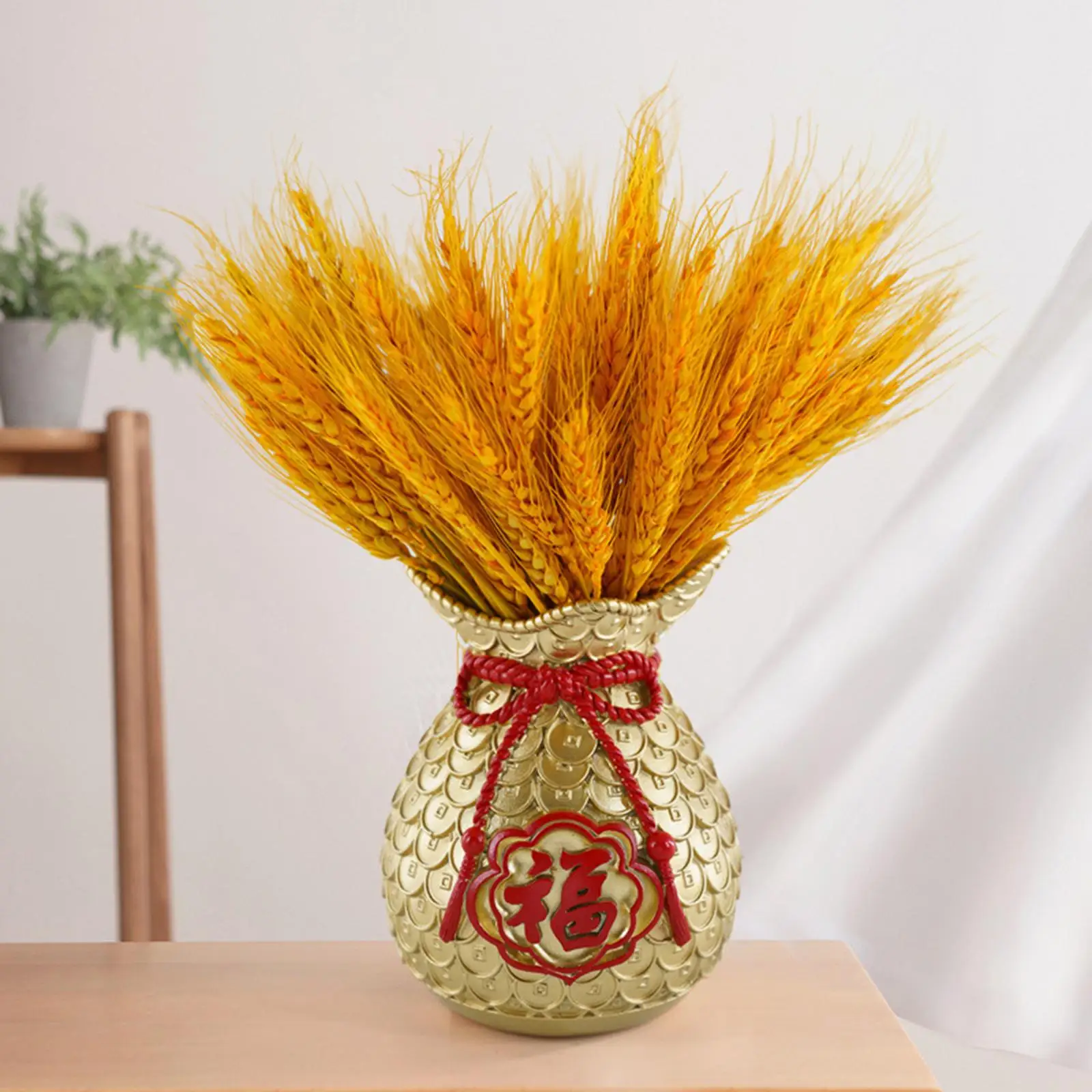 Resin Fortune Bag Decorative Flower Vase for Household Office Party