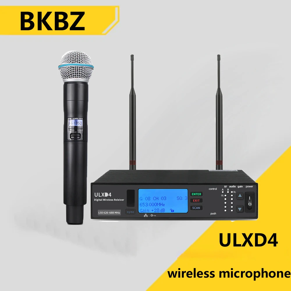 

BKBZ ULXD4 B58 Fullset UHF True Diversity Wireless Microphone System for Karaoke Stage Performances Mic Wireless Professionnel