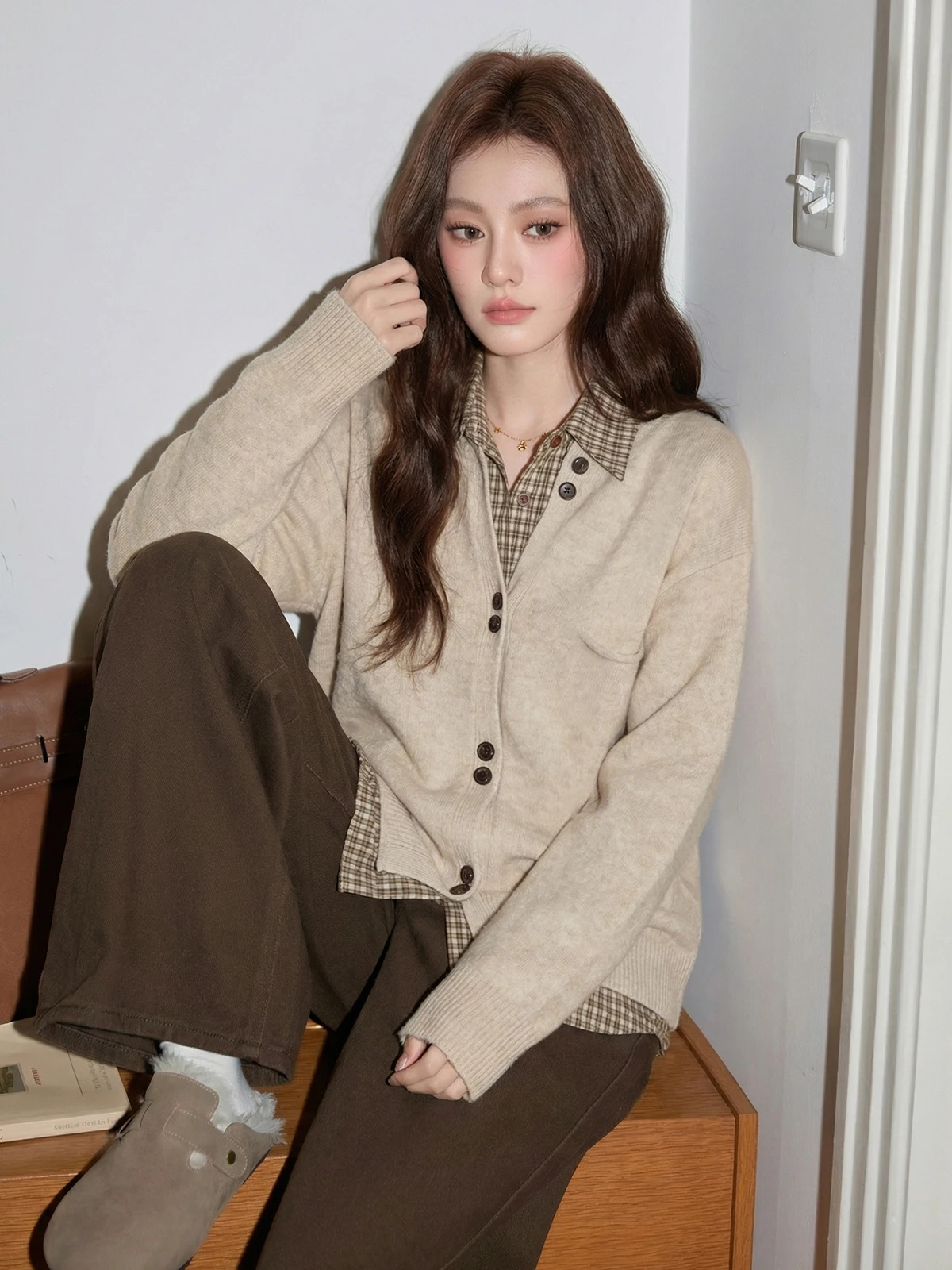 

Мягкий корейский свободный женский вязаный свитер-кардиган на зиму, теплый, карамельного цвета, с эффектом похудения, из тонкой пряжи, верхняя одежда