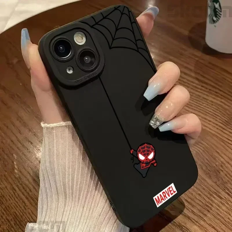 Marvel Cartoon Spiderman Phone Case For iPhone 16 15 Cases iPhone 14 13 12 11 Pro Max XS Max XR X 7 8 Plus Soft Silicone Cove - náhled 5