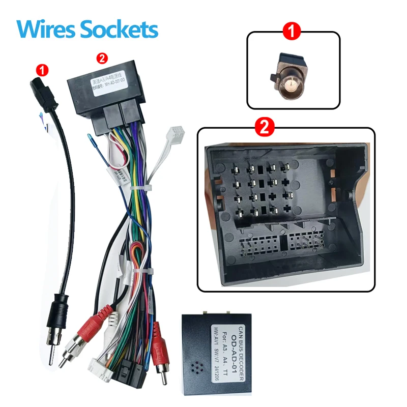 켄복스 ISO 하네스 어댑터 CAN 버스 디코더 16핀 플러그 커넥터 자동차 안드로이드 헤드 유닛 배선 케이블 (아우디 A3 A4 TT용)