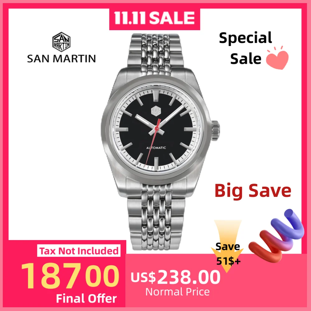 

San Martin, новые часы NH35 37 мм для мужчин, водонепроницаемые, 20 АТМ, регулируемая застежка BGW-9, светящиеся, Montre Homme, спортивные, для плавания, роскошные SN0106-3
