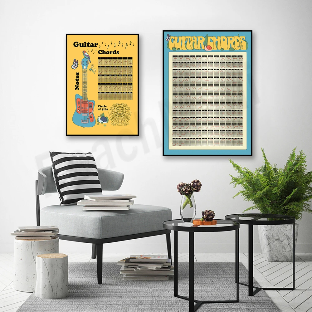 piano chord reference guide, guitar chord reference guide, guitar reference poster, music poster, gift for music lovers,