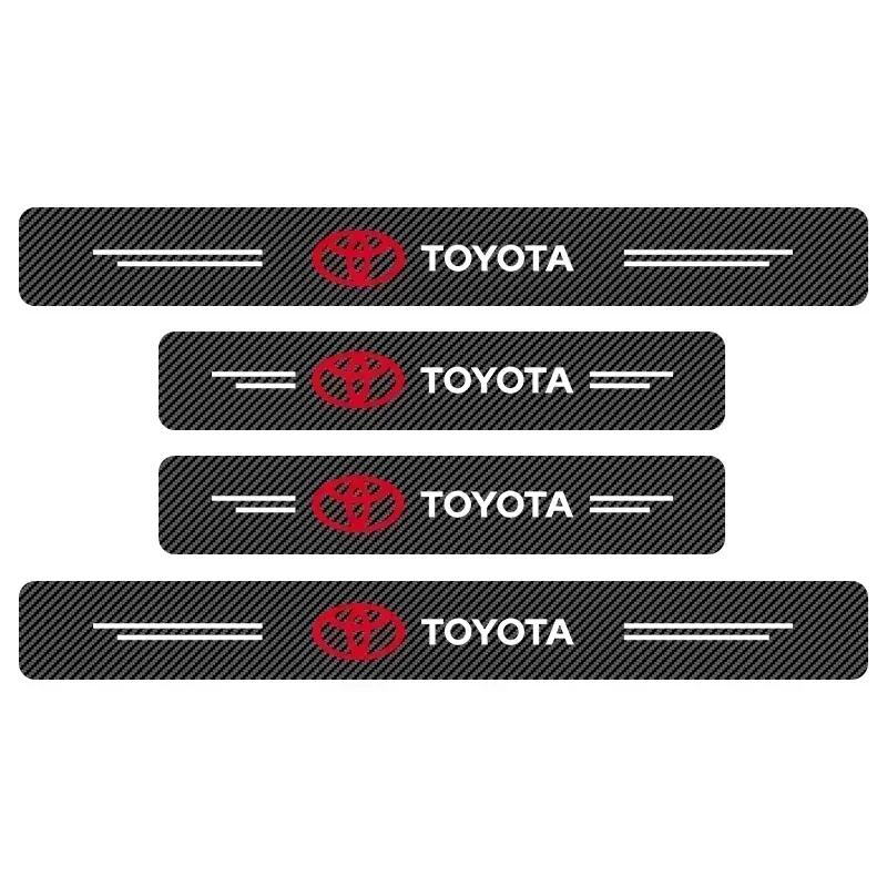 4 قطعة ألياف الكربون عتبة باب السيارة ملصق السيارات عتبة الباب خدش مقاوم للماء لتويوتا شر كورولا كامري rav4 يارس هايلكس