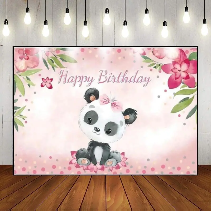 

Panda Bamboo Party Backdrop Background Photo Newborn Photography Props Banner Custom Birthday Decoration Happy Backdrops Wall