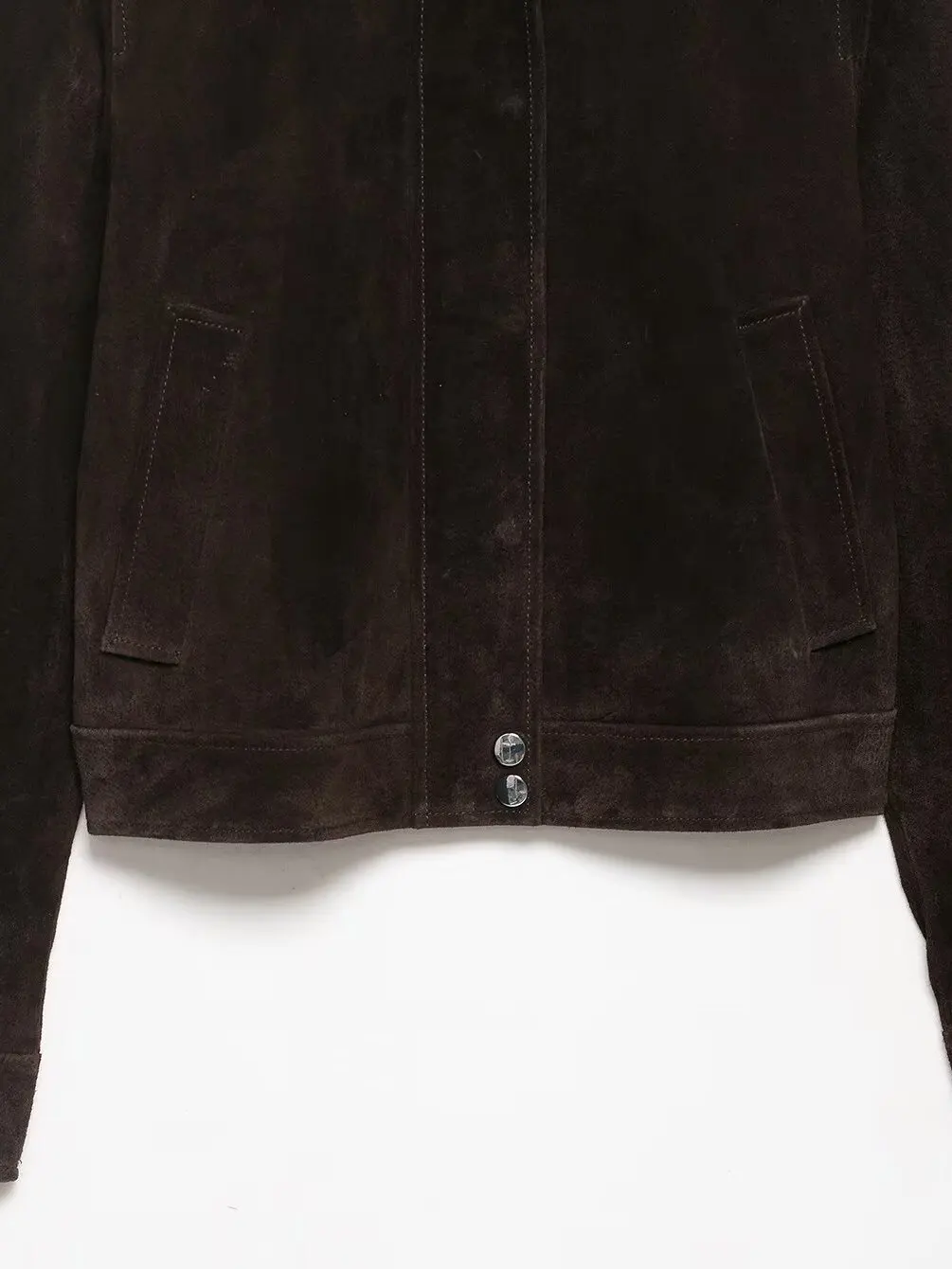 Mujer Retro Hong Kong Sle Cuello Piel sintética ort Jaet Casual Top Pilot Coat Material de terciopelo suave Botón largo Sve Cl...